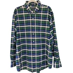 Saddlebred Green Plaid Long Sleeve Button Down Shirt Size XXL